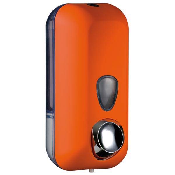 Dispenser Soft Touch per sapone liquido - 10,2x9x21,6 cm - capacità 0,55 L - arancio - Mar Plast