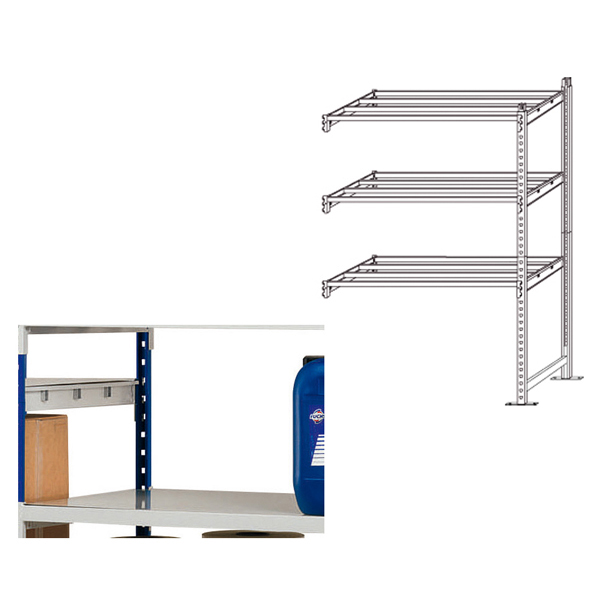 Kit aggiunta scaffale - 5 ripiani - acciaio cromato - 100x35x200 cm - Paperflow