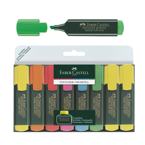 Evidenziatore Textliner 48 - punta a scalpello -  tratto 1,0-3,0-5,0mm - astuccio 6 colori - Faber Castell