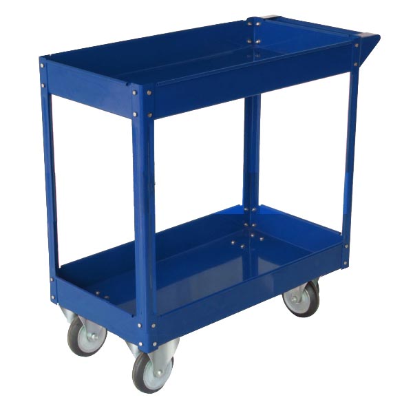 Carrello da lavoro - 2 ripiani - acciaio verniciato blu - 84x41 cm - altezza 82 cm - portata massima 100 kg - Serena Group