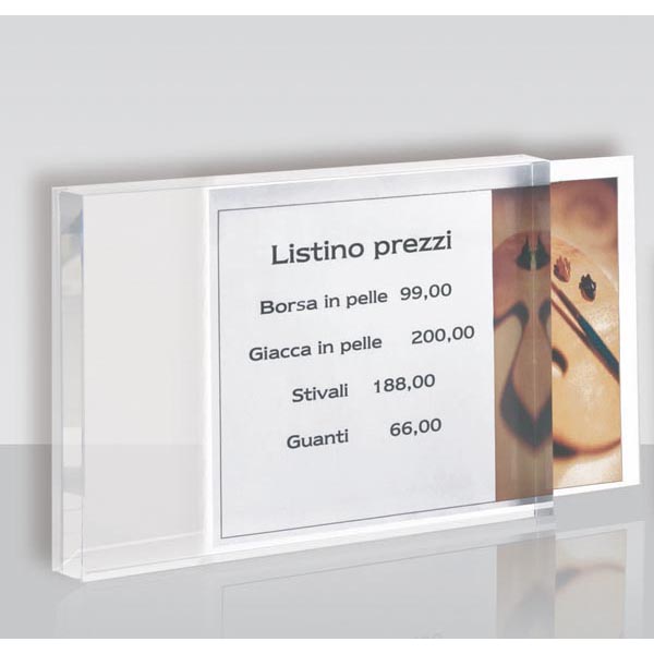 Porta prezzi da banco - materiale acrilico - taglia medium (10x14x2 cm) - Tecnostyl