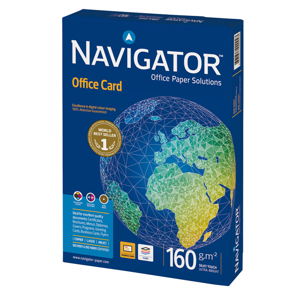 Carta Office Card 160 - A4 - 160 gr - bianco - Navigator - conf. 250 fogli