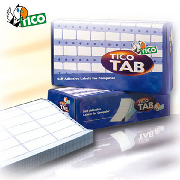 Etichette a modulo continuo Tico TAB 2 - 100x36,2 mm - corsia doppia - permanente - bianco - Tico - scatola da 8000 etichette