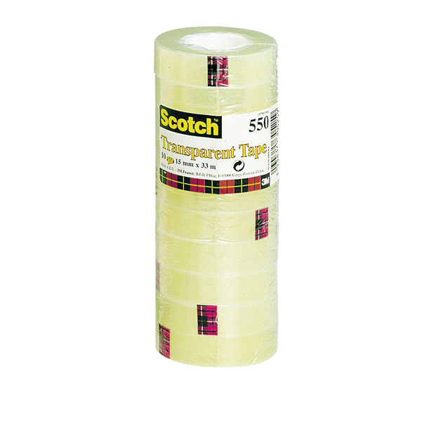 Nastro adesivo Scotch® 550 - 19 mm x 66 mt - trasparente - Scotch® -  torre 8 rotoli