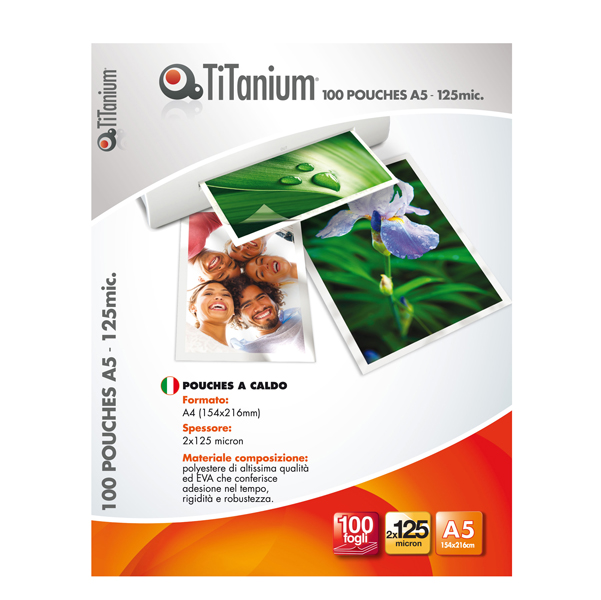 Pouches - jumbo card - 75x105 mm - 2x125 micron - Titanium - conf. 100 pezzi