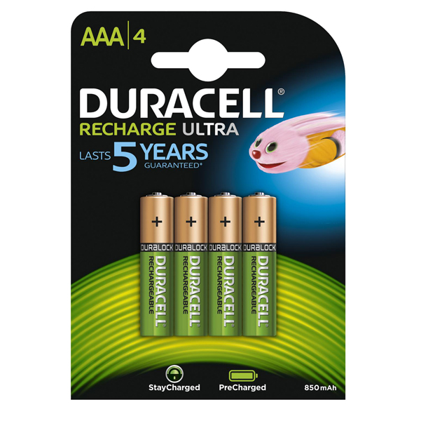 Pile ricaricabili Mini Stilo AAA - Precharged - 800mah - Duracell - blister 4 pezzi