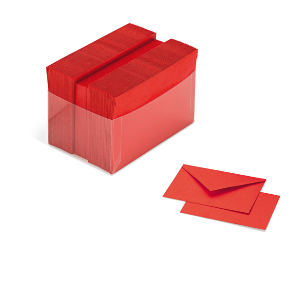 Scatola 100 cartoncini (200gr) + 100 buste (90gr) - rosso - formato 4 - Favini