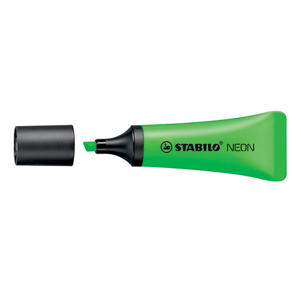 Evidenziatore stabilo Neon - punta a scalpello - tratto da 2,0-5,0mm - colore verde - Stabilo
