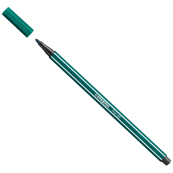Pennarello Pen 68 punta feltro - tratto 1,00mm - verde turchese - Stabilo - conf. 10 pezzi