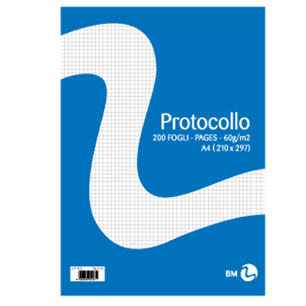 Fogli protocollo - A4 - quadretto 4mm - 20 fogli - 60 gr - BM