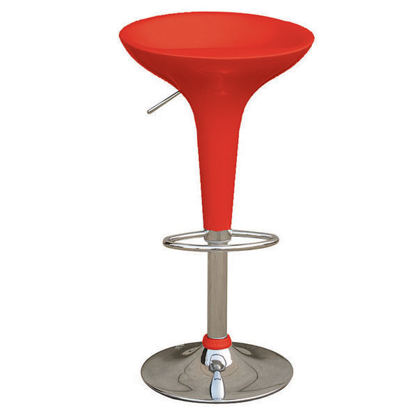 Sgabello bar - ABS/acciaio cromato - 35x45x55/78 cm - rosso - Serena Group