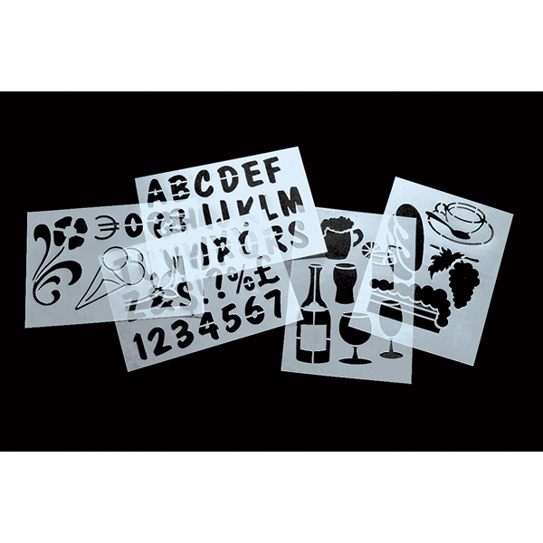 Stencil trasparenti assortiti (lettere, numeri, forme) - 32x22 cm - Securit - set 6 pezzi