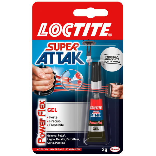 Colla Super Attak Power Flex - gel - 3 gr - trasparente - Loctite