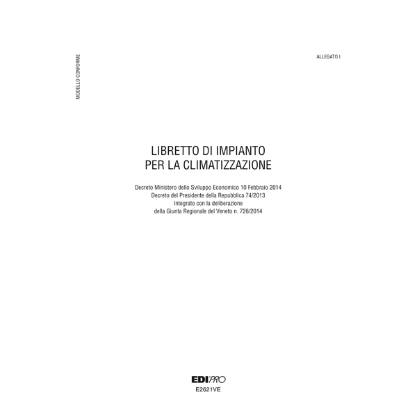 Libretto impianto climatizzazione Veneto - 297 x 210mm - 48 fogli - Edipro