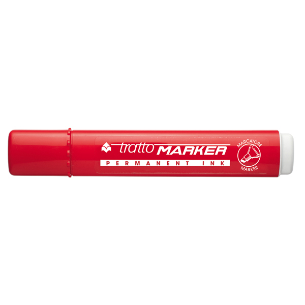 Marcatore permanente Marker - punta a scalpello - tratto 6,50mm -  rosso  - Tratto - conf. 12 pezzi
