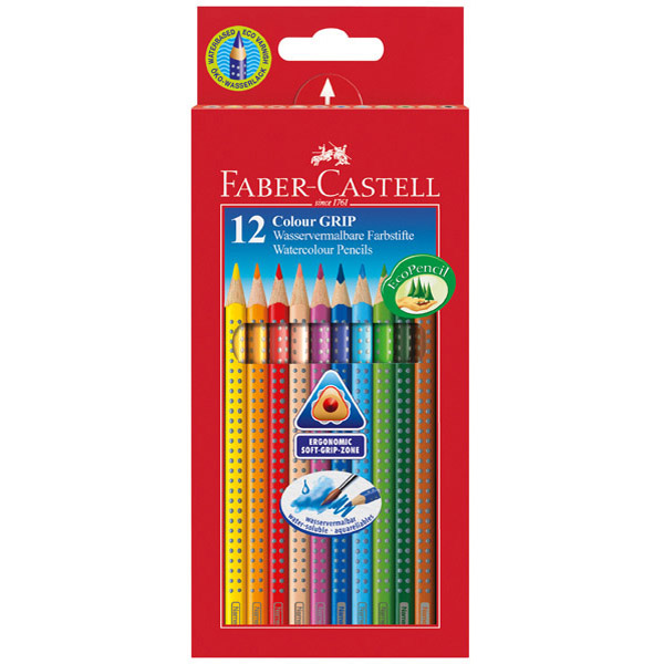 Colour Grip matite colorate - mina 3,3mm - acquerellabili - Faber Castell - astuccio 12 matite