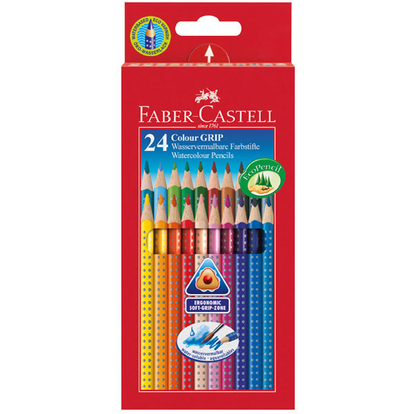 Colour Grip matite colorate - mina 3,3mm - acquerellabili - Faber Castell - astuccio 24 matite