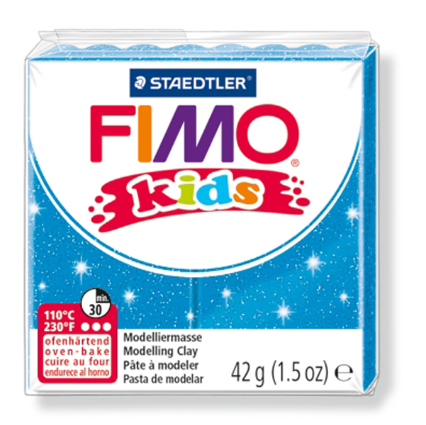 ***pasta polimerica fimo kids 42gr blu glitter 312