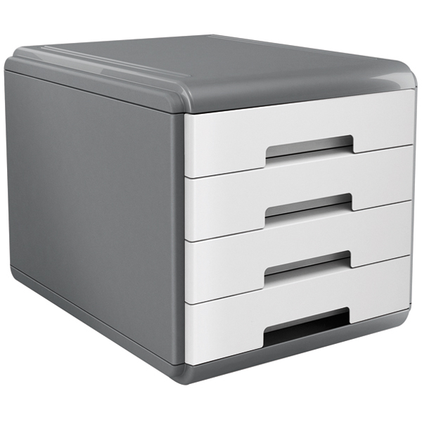 Cassettiera Mydesk - 29,5x38,5x28,2 cm - 4 cassetti da 4,5 cm - grigio/bianco - Arda