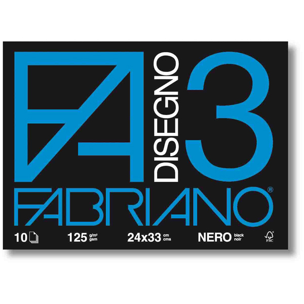 Album F3 - 24x33cm - 10 fogli - neri - 125gr - Fabriano
