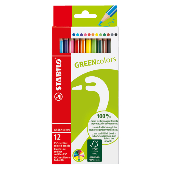 Pastelli colorati GreenColors - Ø mina 2,5mm - Stabilo - Astuccio 12 pastelli colorati