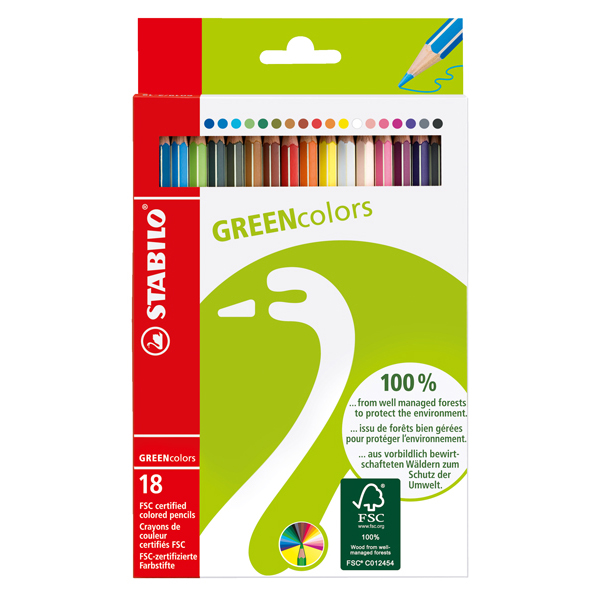 Pastelli colorati GreenColors - Ø mina 2,5mm - Stabilo - Astuccio 18 pastelli colorati