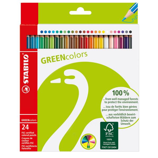 Pastelli colorati GreenColors - Ø mina 2,5mm - Stabilo - Astuccio 24 pastelli colorati