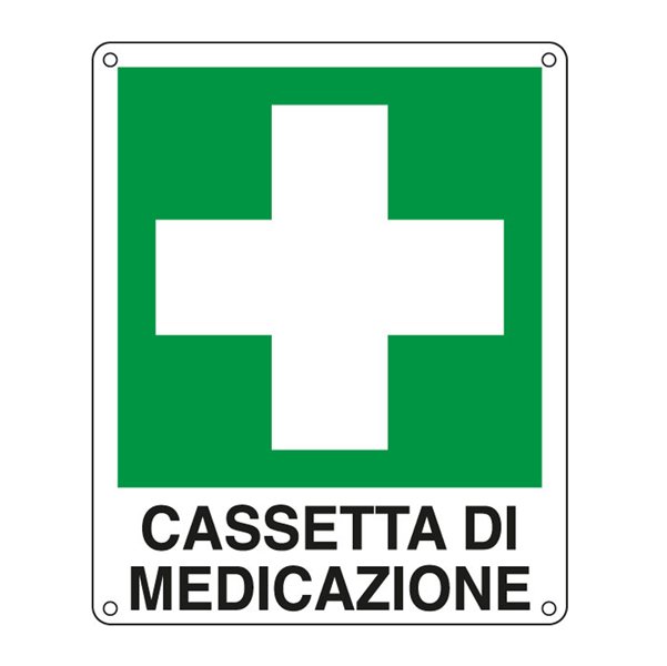 Cartello segnalatore - 16x21 cm - CASSETTA DI MEDICAZIONE - alluminio - Cartelli Segnalatori