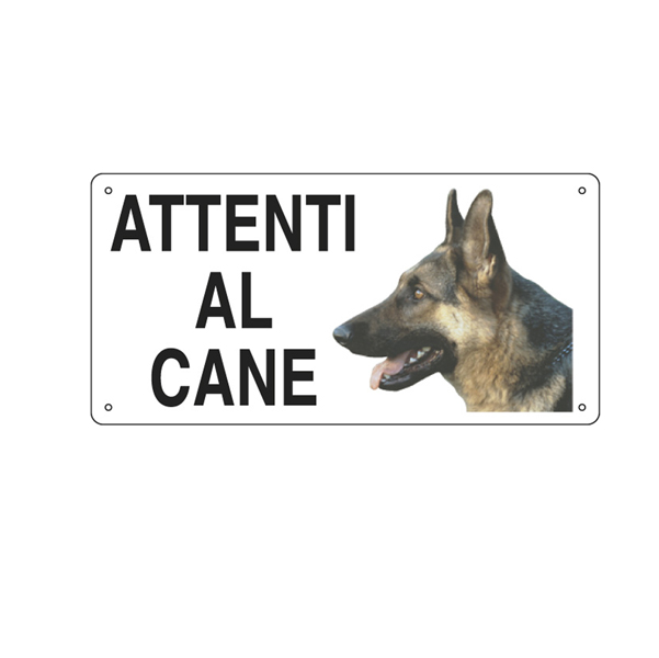 Cartello segnalatore - 25x12,5 cm - ATTENTI AL CANE - alluminio - Cartelli Segnalatori