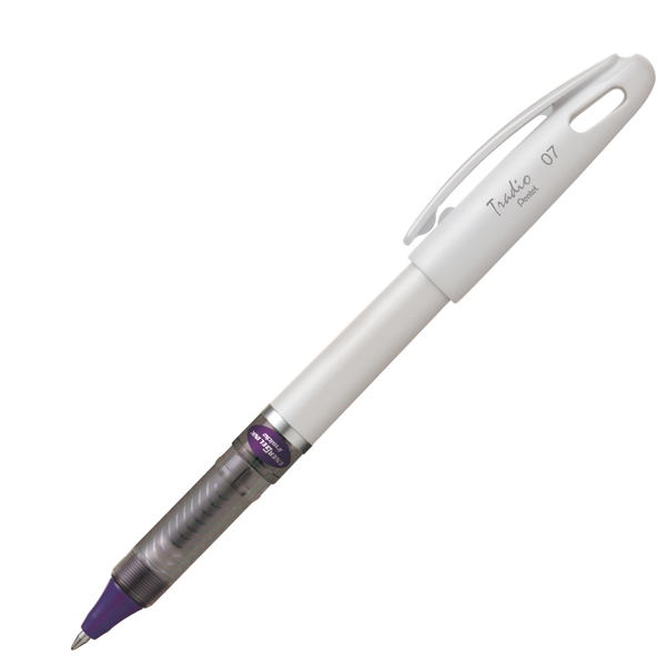 Roller con cappuccio energeltradio viola 0.7mm fusto bianco pentel