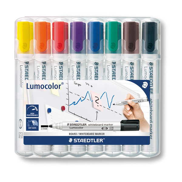 Marcatore cancellabile Lumocolor whiteboard 351 - tratto 2,0mm - astuccio 8 colori - Staedtler