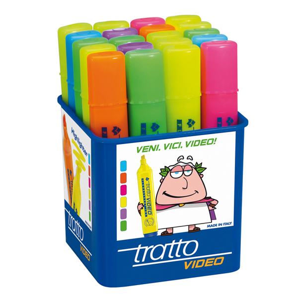 Evidenziatore Tratto Video - punta a scalpello - tratto da 1,0-5,0mm - 20 colori assortiti - Tratto
