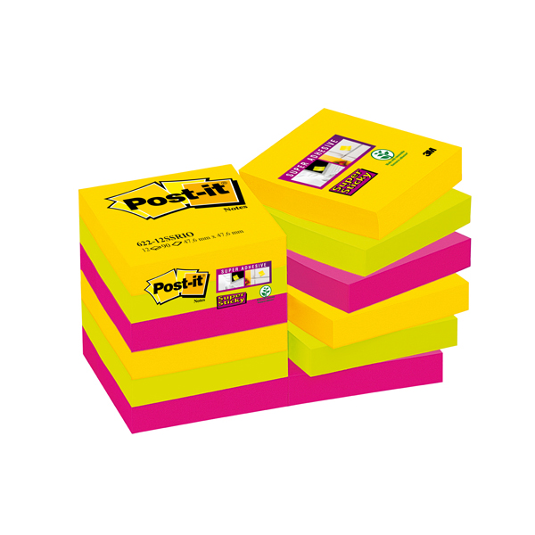 Blocco foglietti Post it® Super Sticky - colore Rio de Janeiro - 47,6 x 47,6mm - 90 fogli - Post it®