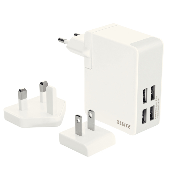 Caricatore universale - 4 porte USB - 24 W - bianco - Leitz Complete