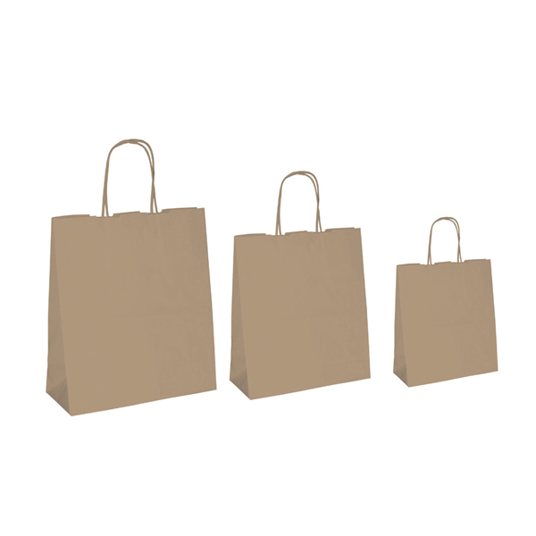 Shopper in carta - maniglie cordino - 32 x 20 x 33cm - avana - conf. 25 sacchetti