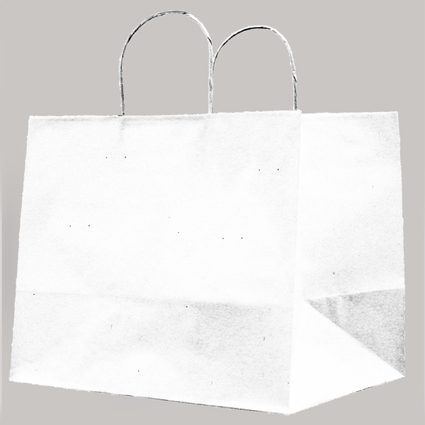 Shopper in carta - maniglie cordino - 32x20x33 cm - bianco - conf. 25 sacchetti