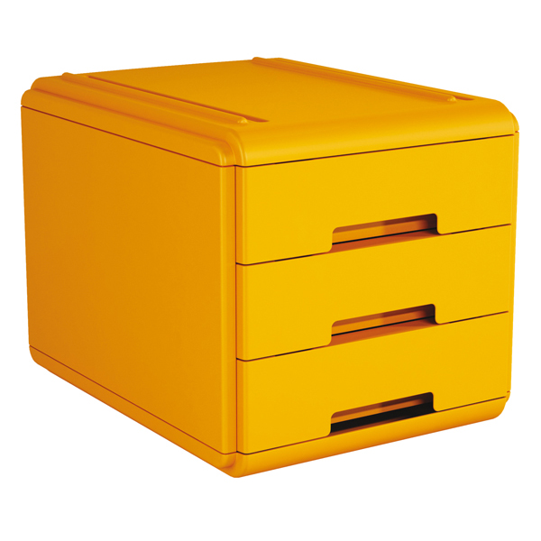Mini cassettiera - 17,7x25,4x17 cm - 3 cassetti da 4 cm - arancio - Arda