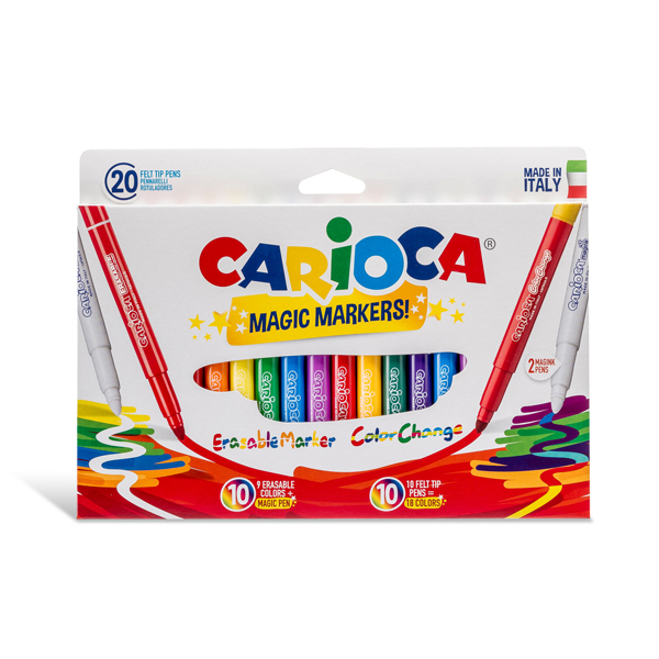 Pennarelli Magic Markers - punta 6,0mm - colori assortiti - Carioca - astuccio 20 pezzi