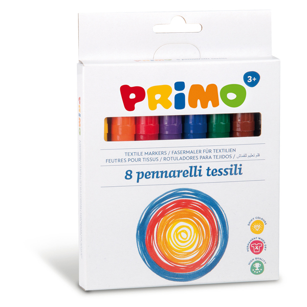 Pennarelli per tessuto - colori assortiti - Primo - astuccio 8 pezzi