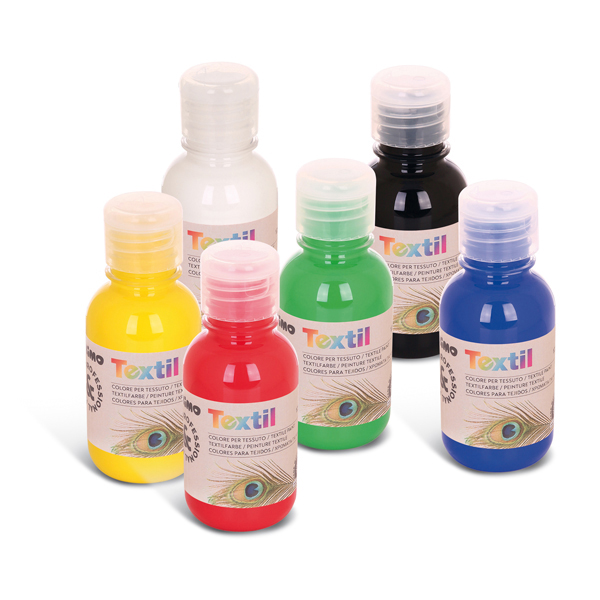 Colori per tessuti - 125ml - colori assortiti - Primo - 6 colori