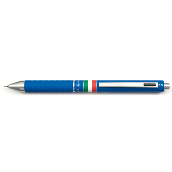 Penna a sfera a scatto multifunzione - fusto blu gommato Italia - Osama