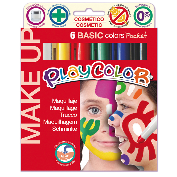 Tempera solida Make Up  - cosmetica - Playcolor - astuccio 6 colori brillanti