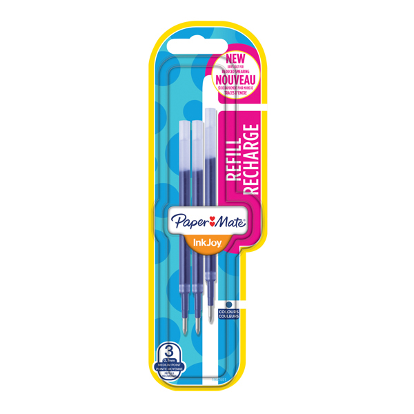 Blister 3 refill inkjoy gel 0,7mm blu papermate