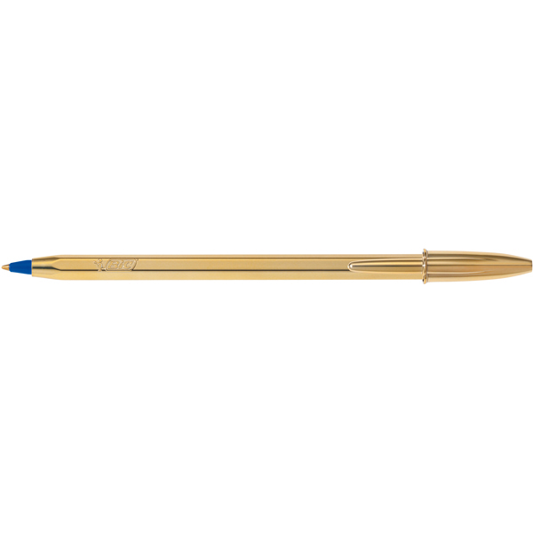 Penna a sfera Cristal Shine con cappuccio - punta media 1,0mm - nero - fusto gold  - Bic - scatola 20 penne