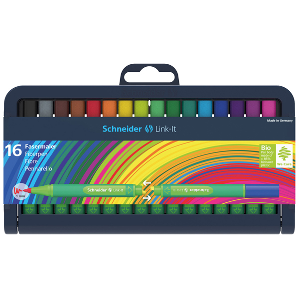 Pennarello Link-It punta feltro - punta 1,00mm - colori assortiti - Schneider - astuccio 16 colori