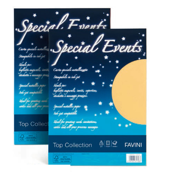 Carta metallizzata Special Events - A4 - 250 gr - sabbia - Favini - conf. 10 fogli