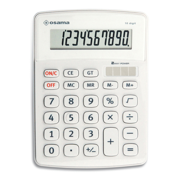 1PZ Calcolatrice da tavolo OS 502 - 10 cifre - bianco - Osama 