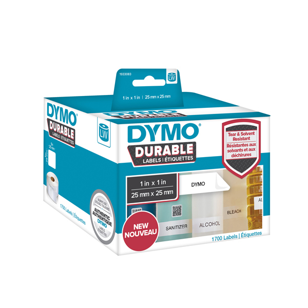 Rotolo 850 etichette LW Durable Industrial - 1933083 - 25x25 mm - carta - bianco - Dymo - conf.2 rotoli