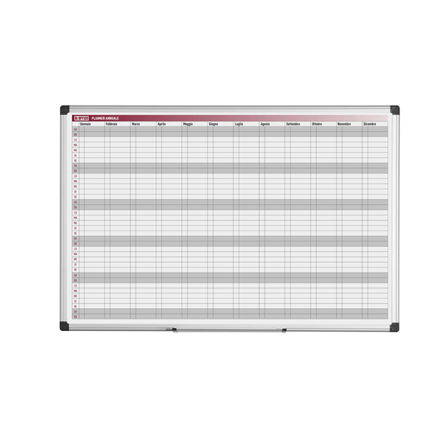 Planner magnetico annuale - 90x60 cm - silver - Bi-Office