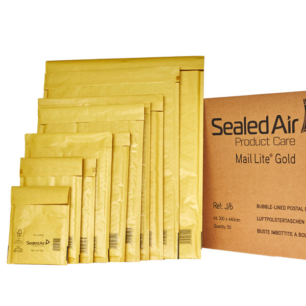 Busta imbottita Mail Lite® Gold - formato G (24x33 cm) - avana - Sealed Air - confezione risparmio da 50 pezzi